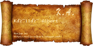 Kálló Albert névjegykártya